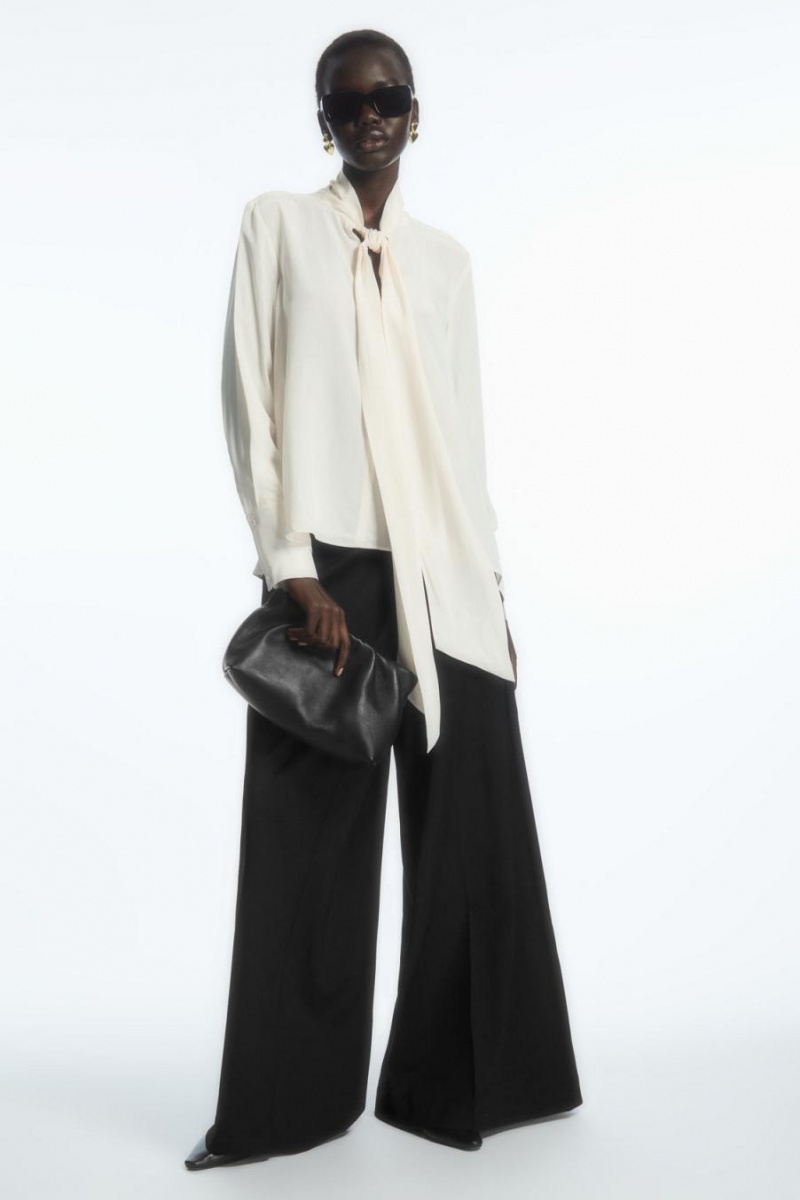 Blusa COS Bow Voile Mujer Blancas | QIVGAF-467