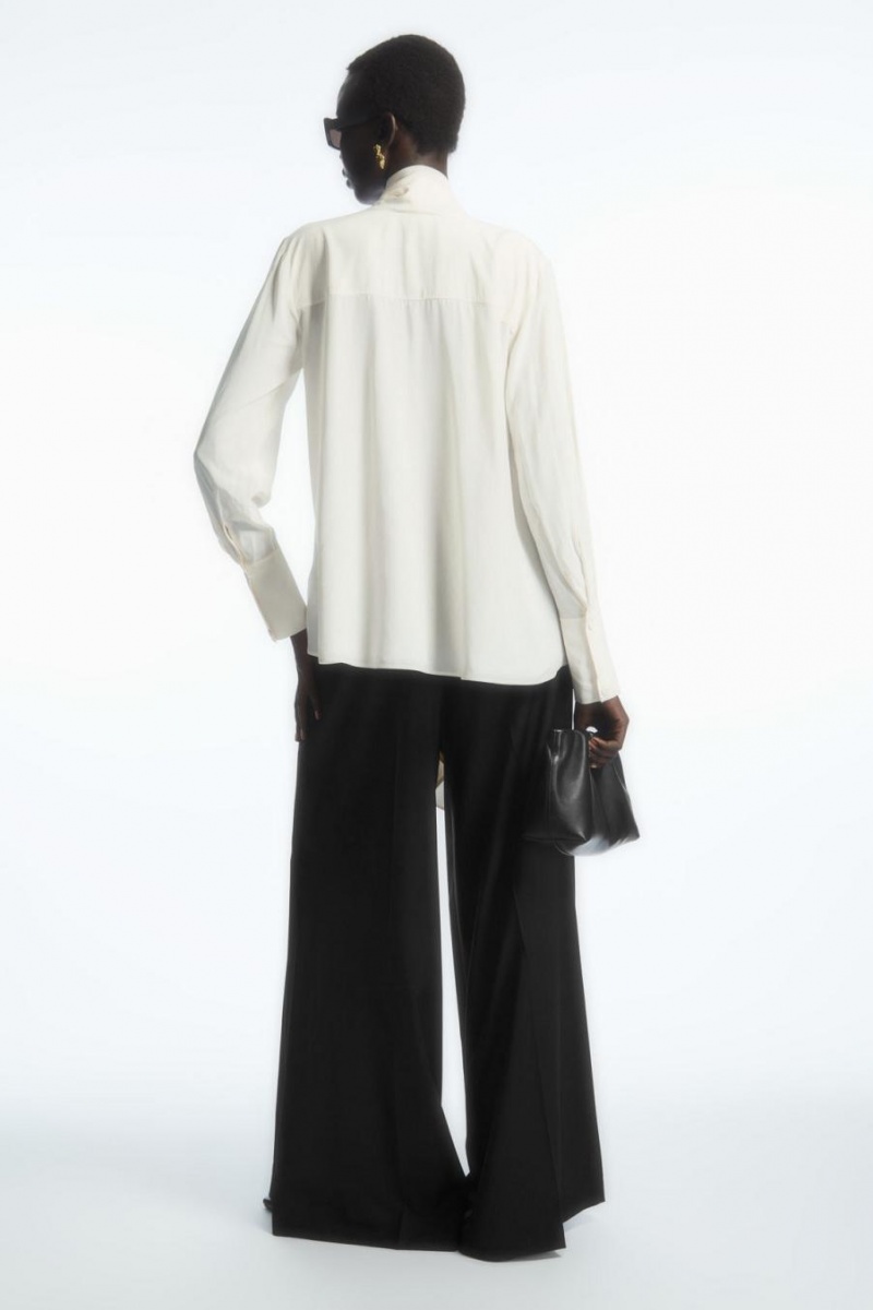 Blusa COS Bow Voile Mujer Blancas | QIVGAF-467
