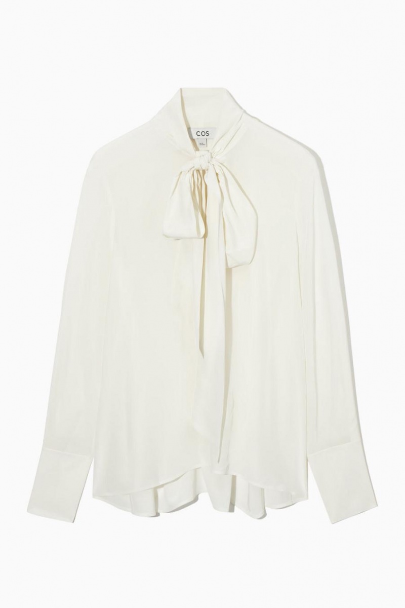 Blusa COS Bow Voile Mujer Blancas | QIVGAF-467
