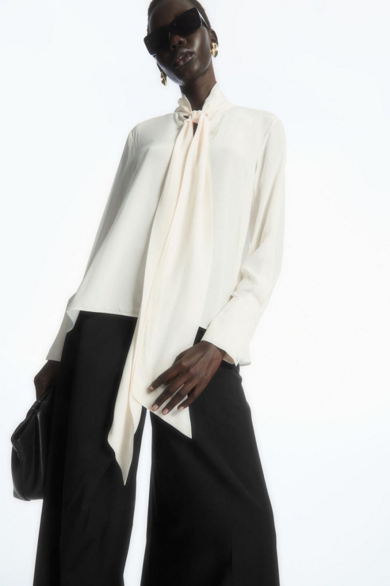 Blusa COS Bow Voile Mujer Blancas | QIVGAF-467