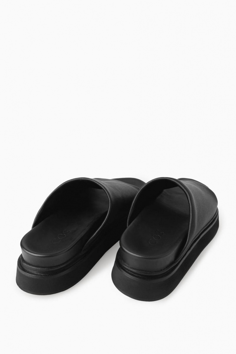 Chanclas COS Cuero Plataforma Mujer Negras | ZEXKJM-763